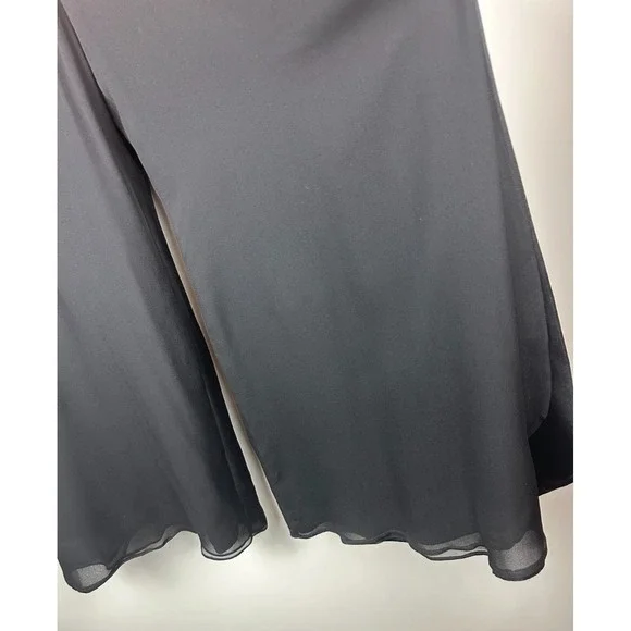 St. John Evening 100% Silk Chiffon Overlay Pants Wide-Leg Slit Black Size 12 - Picture 7 of 16